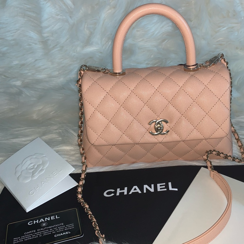 ❌❌SOLD in IG❌❌Chanel 21P small(old mini) light pink caviar coco